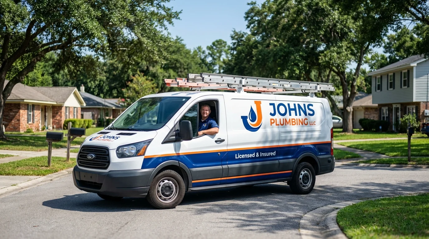 Johns Plumbing LLC service van in Cedar Bluff, AL