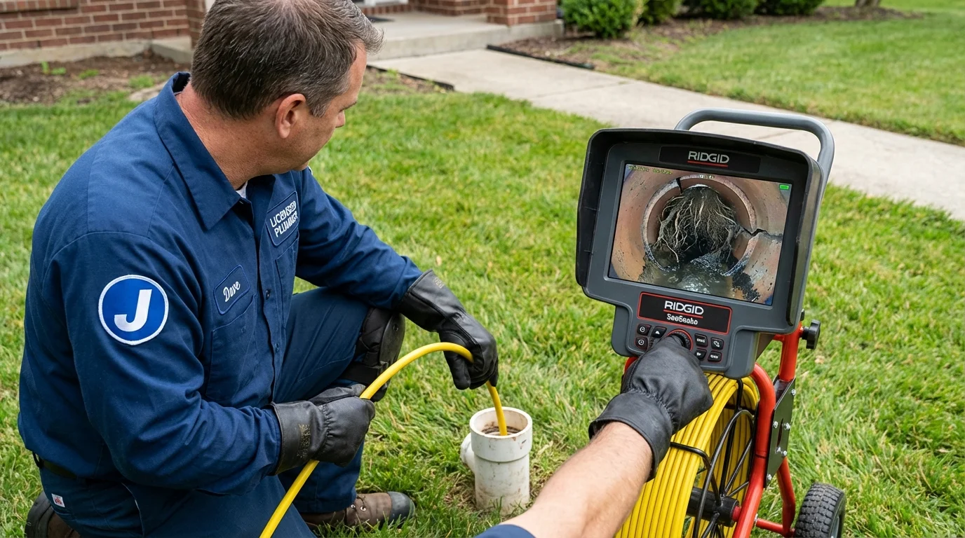 Sewer camera inspection being performed by Johns Plumbing LLC in Cedar Bluff